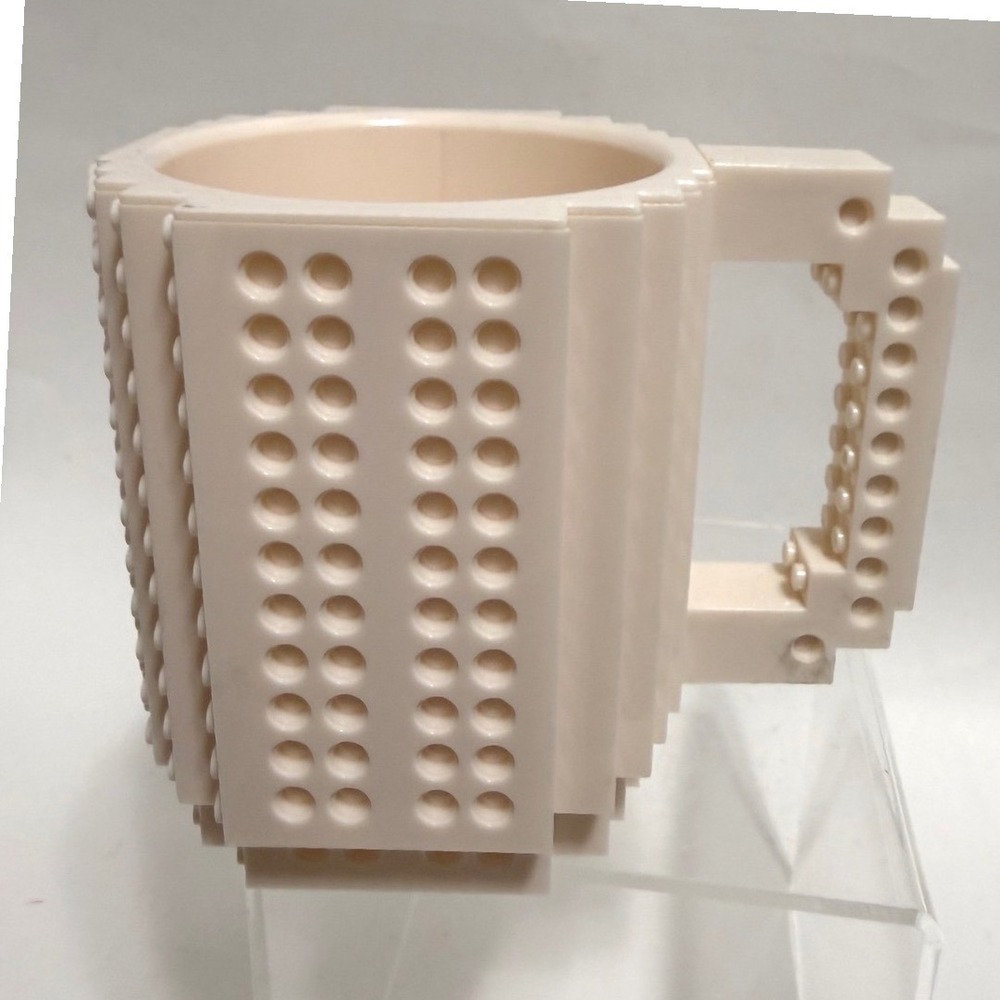 Cream Build-On Brick Mug Customizable Building Block Coffee Cup Novelty Desk Toy